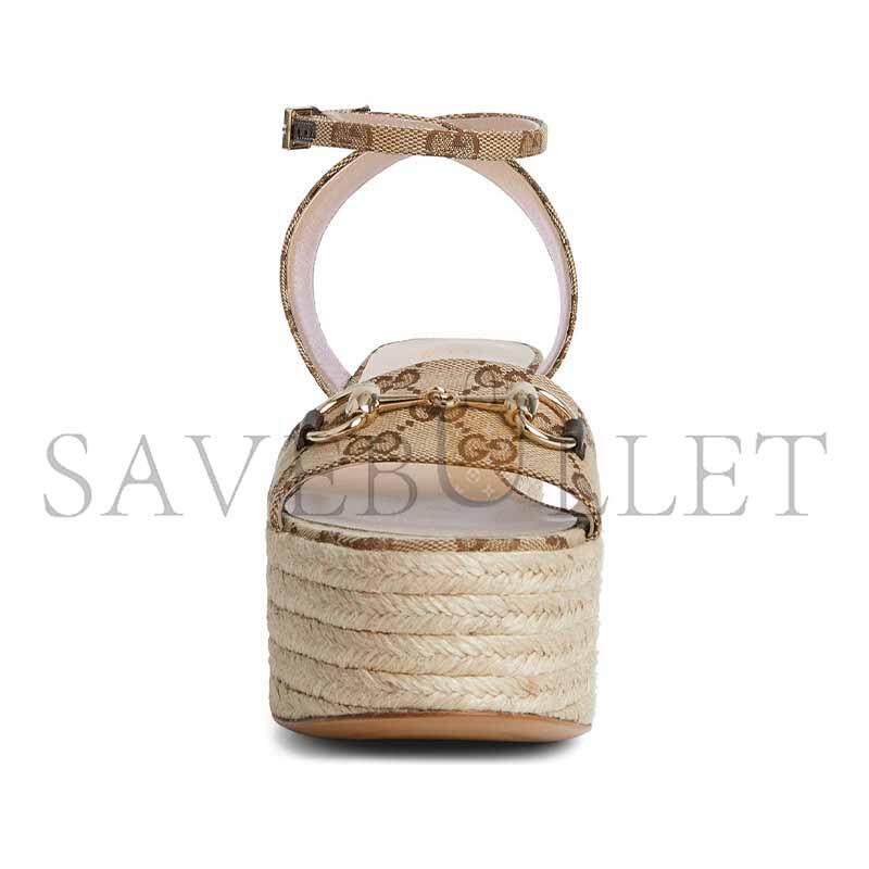 GUCCI LADY HORSEBIT GG PLATFORM ESPADRILLE SANDALS 816692